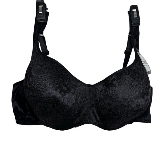 Avenue Black Lace Size 52DD Balconette Bra Underwire Adjustable straps - Picture 1 of 11